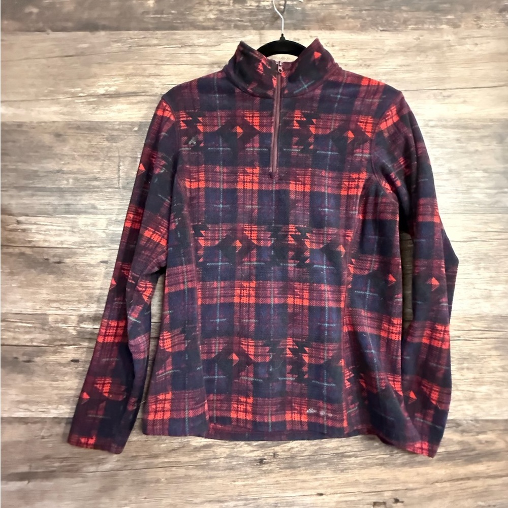 Eddie Bauer Red and Black Plaid Women's Hoodie